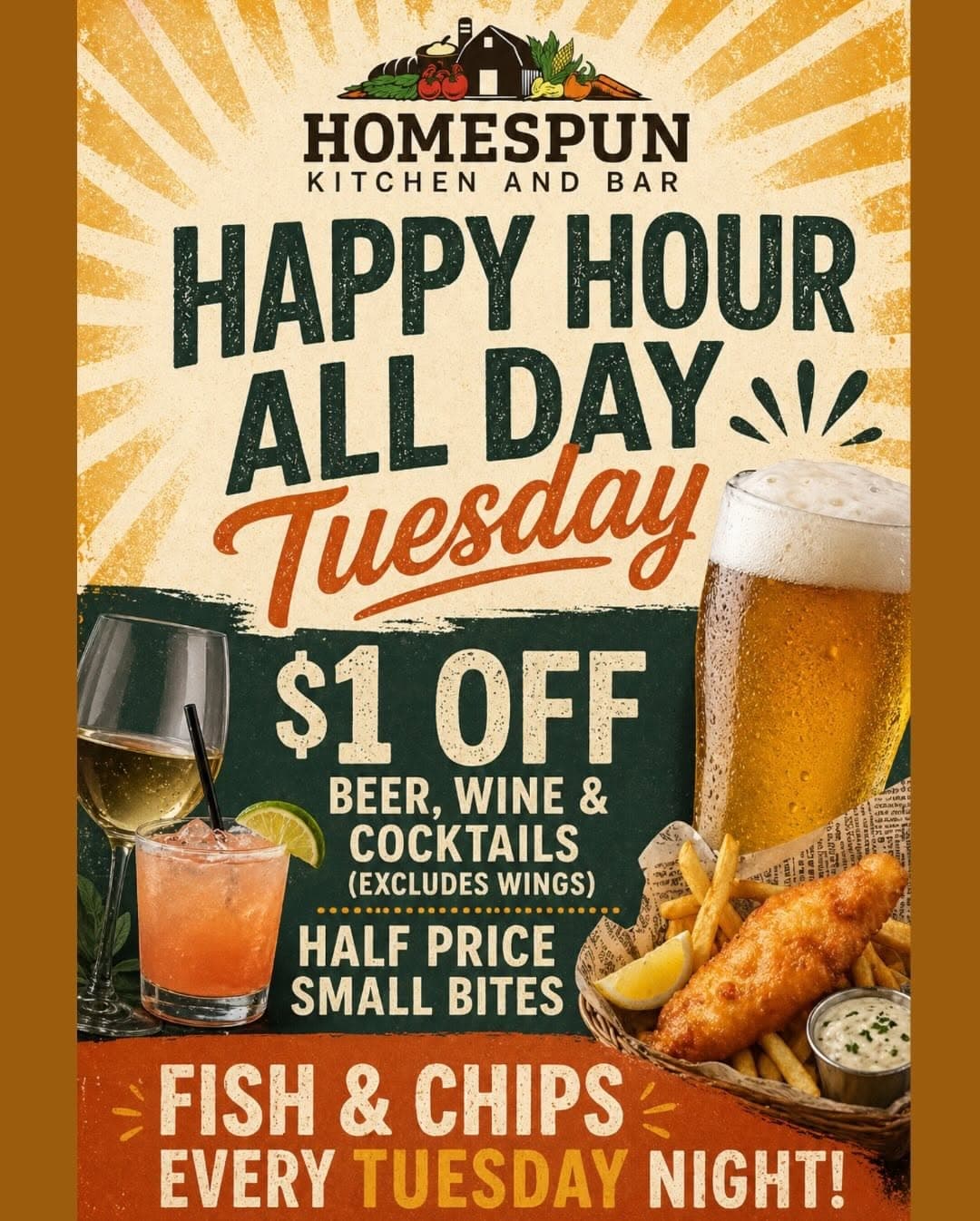 All Day Happy Hour at Homespun Kitchen and Bar โ 1 of 4